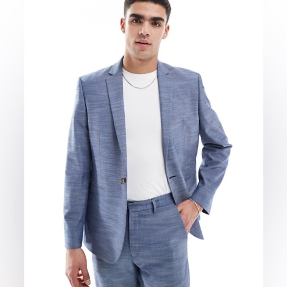 Asos Design Blue Tweed Blazer Size‎ 42 long
C39